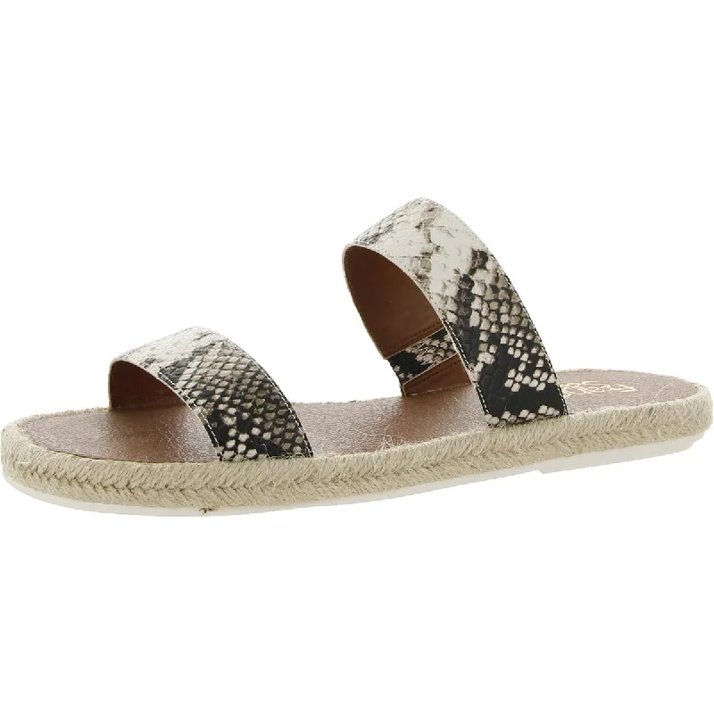 Casual sandals for women with cork footbed and crisscross strap design for style-Franco Sarto Womens Posie 2 Faux Leather Slip-On Slide Sandals