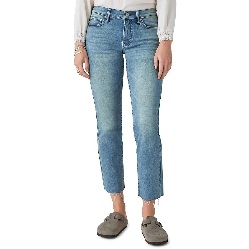 Gray Jeans for Neutral Tone -Denim jeans with chains-Lucky Brand Womens Sweet Mid-Rise Raw Hem Cropped Jeans