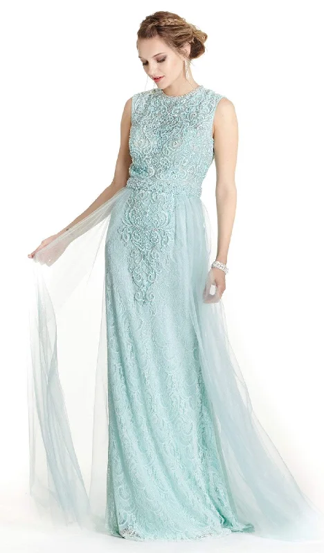 Plus size dresses for cold seasons warm up -Dress for plus size-Aspeed Design - Embroidered Jewel Neck A-line Prom Dress