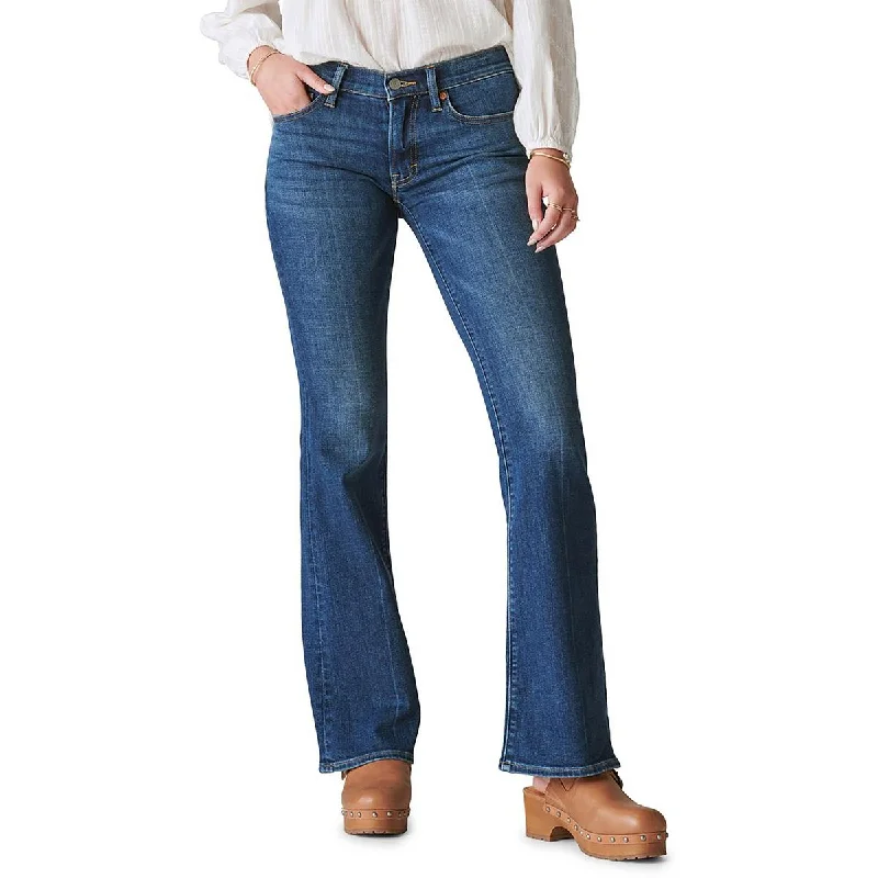 Faded Jeans for Laid-back -Denim jeans with patches-Lucky Brand Womens Mid-Rise Dark Wash Flare Jeans