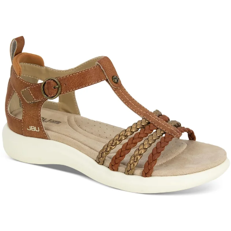 Fashionable sandals for women with metallic straps and bold color combinations-JBU by Jambu Womens Prague Faux Leather Buckle Sport Sandals