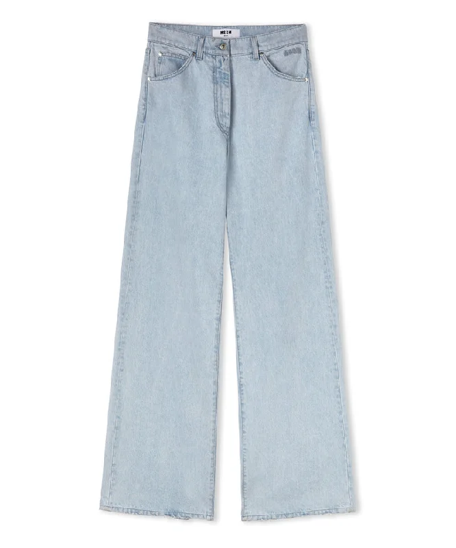 Button Fly Jeans for Traditional -Denim jeans with faded effect-Solid Color Straight Leg Jeans Light Blue