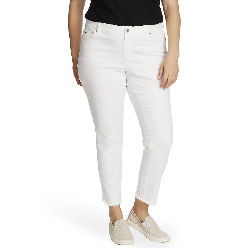 Sustainable Jeans for Eco -Denim jeans for luxury brands-Vince Camuto Womens Plus High Rise Frayed Hem Ankle Jeans