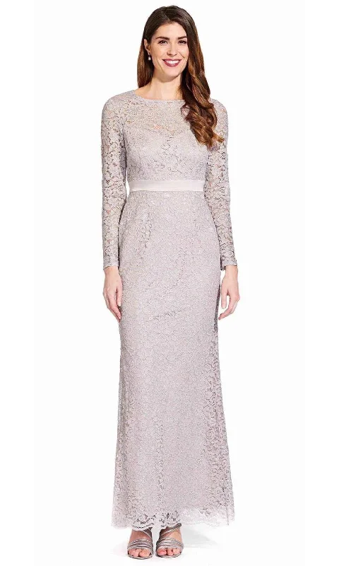 Plus size dresses for trendy vibes stay current -Dress with wrap design-Adrianna Papell - AP1E205128 Lace Long Sleeve Fitted Dress