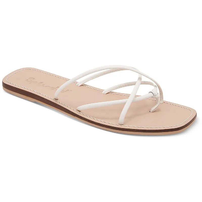 Comfortable sandals for men with elastic straps and cushioned footbed for support-Splendid Womens Fern Leather Strappy Thong Sandals