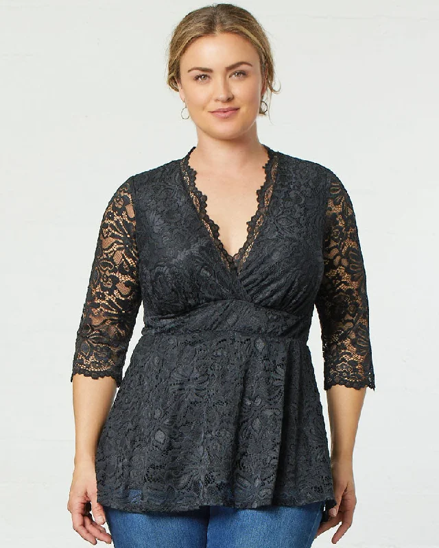 Plus size dresses featuring pleated skirts flow nicely -Dress for bridal showers-Linden Lace Top - Final Sale!