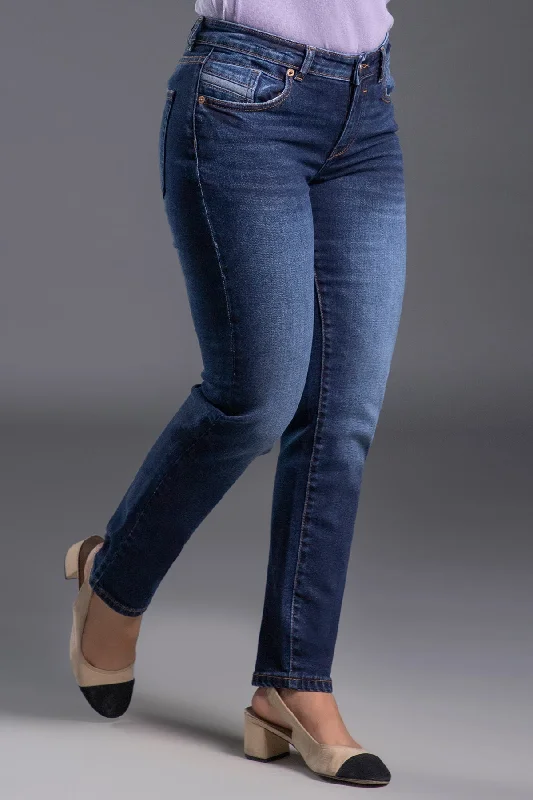 Fashion Jeans for Trendsetter -Denim jeans for high heels-Slim-Fit Mid Waist Stretchable Jeans (Blue)