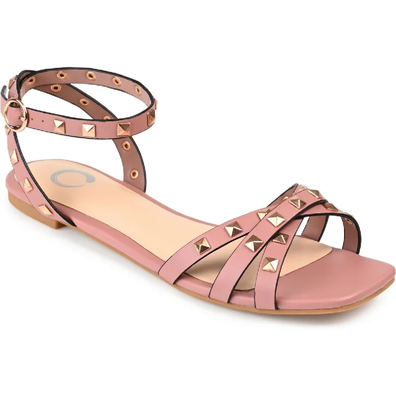 Stylish sandals for women with unique buckle details and flat design-Journee Collection Womens Faux Leather Slingback Sandals