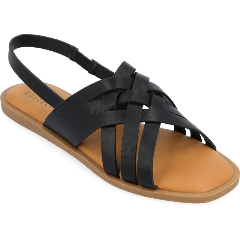 Comfortable sandals for women with padded straps and soft footbed for long wear-Journee Collection Womens Faux Leather Slingback Sandals