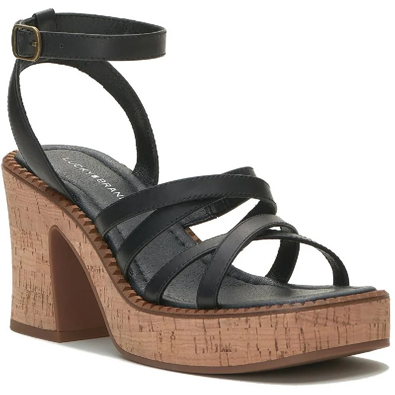 Trendy sandals for women with gladiator style and buckle details for flair-Lucky Brand Womens Taiza Leather Strappy Platform Sandals