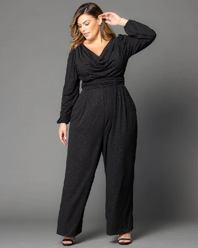 Plus size dresses for outdoor events stay comfy -Dress for work-Natalia Cowl Neck Jumpsuit - Sale!