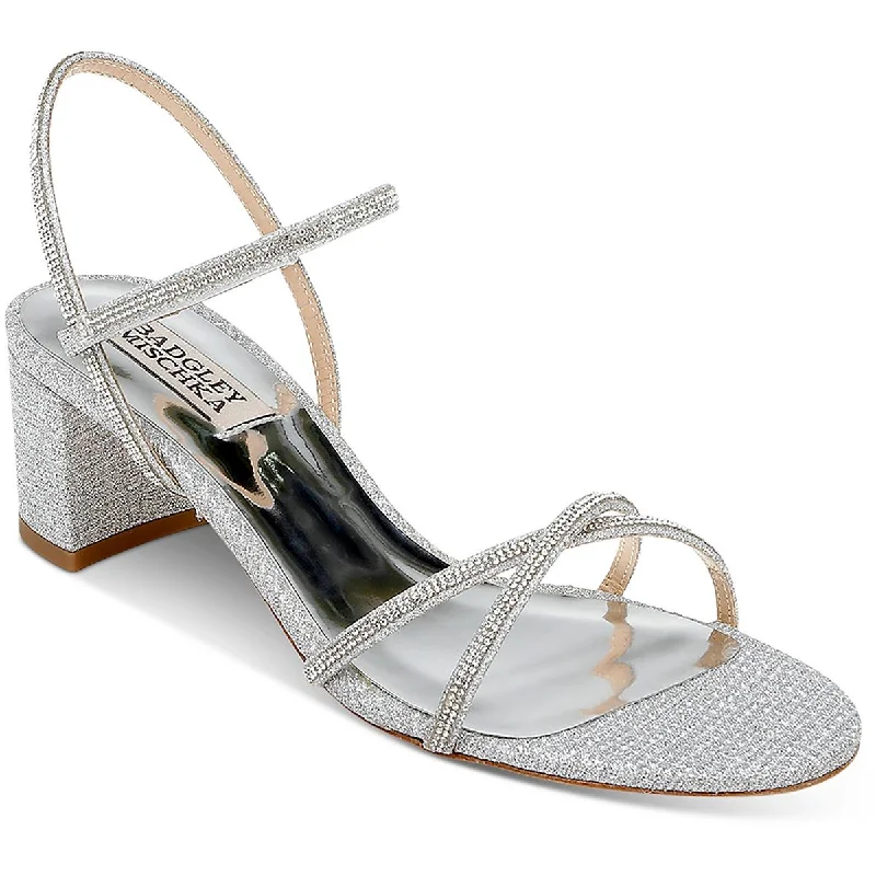 Casual sandals for women with flat soles and comfortable fit for everyday wear-Badgley Mischka Womens Ultima Leather Embellished Strappy Sandals