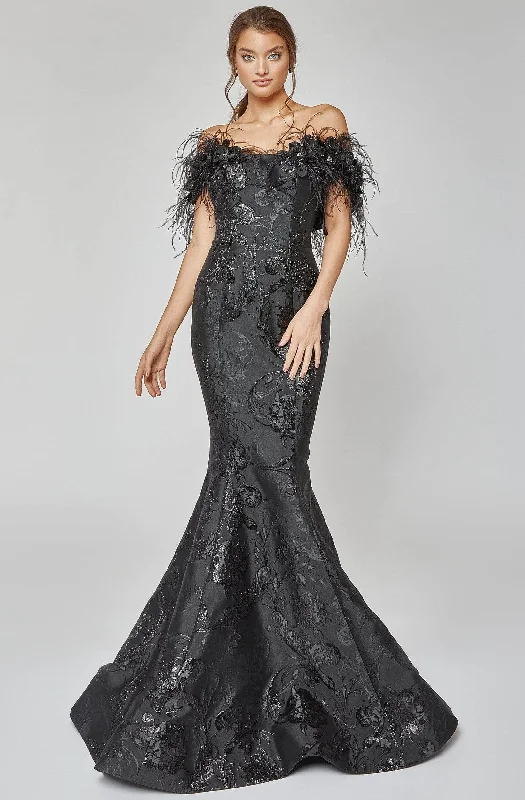 Plus size dresses for fuller busts fit perfectly -Dress for gothic fashion-Terani Couture - 1921E0136 Off Shoulder Mermaid Gown