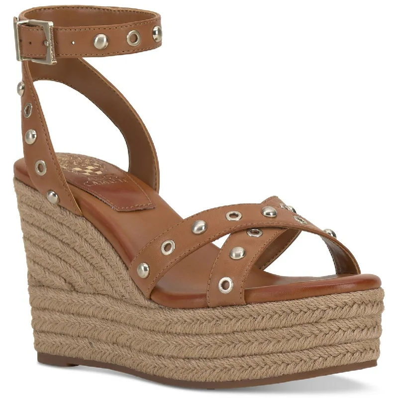 Comfortable sandals for men with leather straps and soft insoles for relaxed wear-Vince Camuto Womens FEEGELLA Ankle strap Almond toe Wedge Sandals