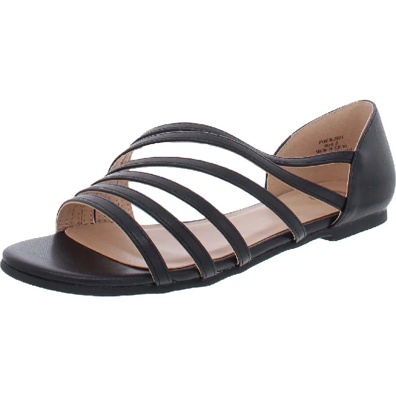 Comfortable sandals for women with cross-over straps and padded footbed for support-Journee Collection Womens Faux Leather D'orsay Strappy Sandals