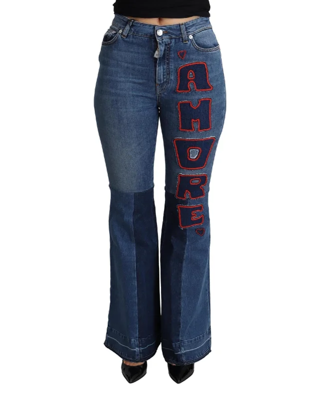 Office Jeans for Professional -Denim jeans for oversized tops-Dolce & Gabbana Women's Amore Flare Jeans - Blue