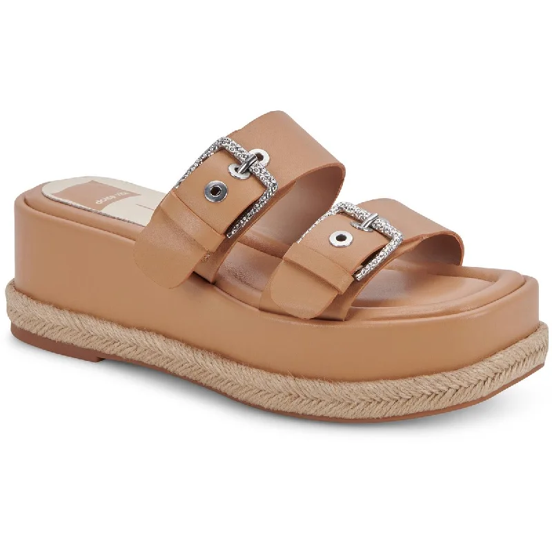 Trendy sandals for women with gladiator style and buckle details for flair-Dolce Vita Womens CANYON Leather Slip On Flatform Sandals