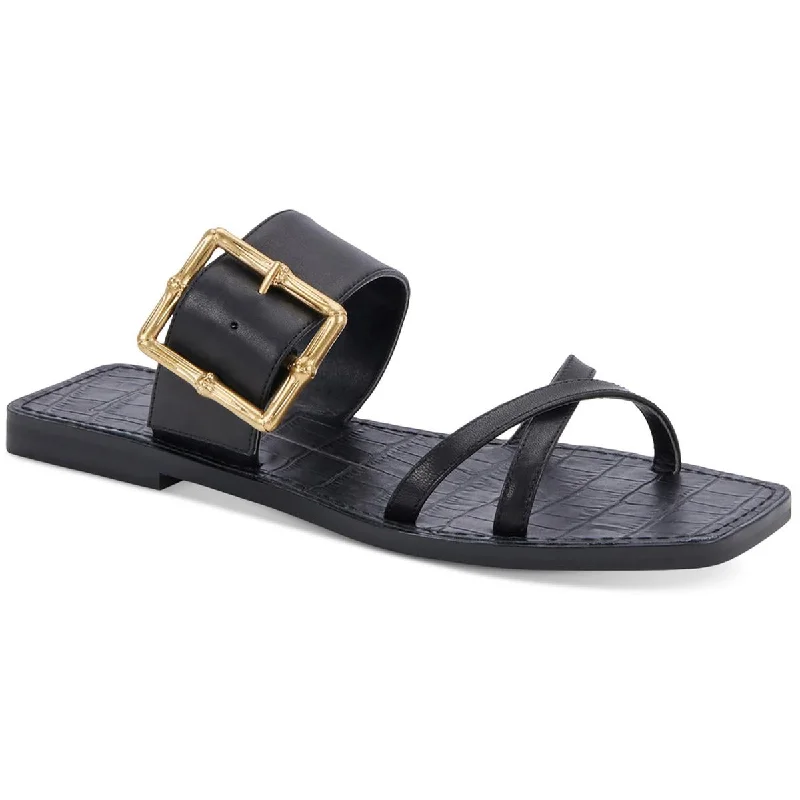 Comfortable sandals for women with memory foam footbed for all-day wear-Dolce Vita Womens LOWYN Buckle Slip On Slide Sandals