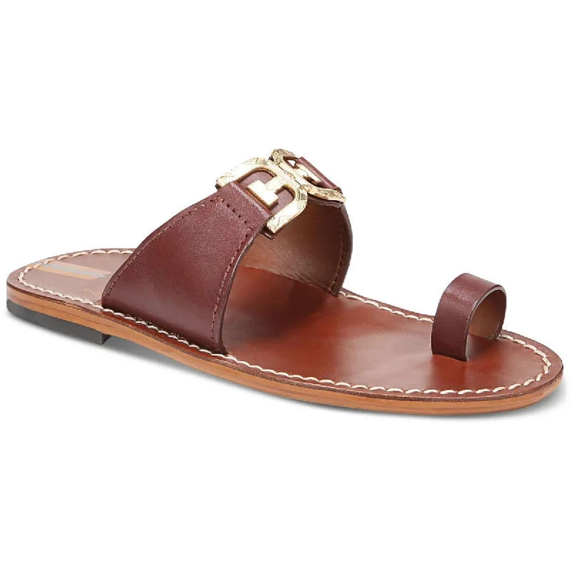 Stylish sandals for men with leather straps and trendy buckle design for versatile looks-Sam Edelman Womens Maxime Leather Toe Loop Slide Sandals