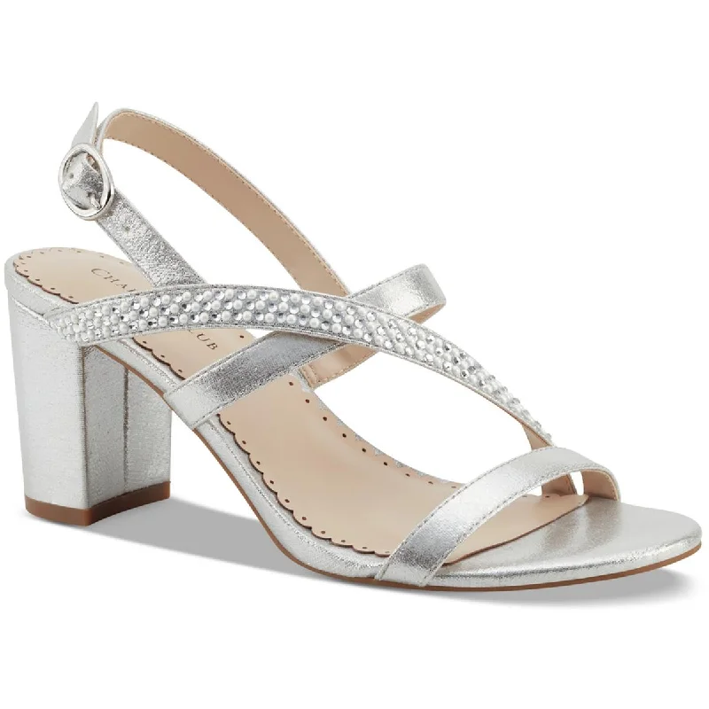 Elegant sandals for women with rhinestone detailing and wedge heels for dressy events-Charter Club Womens Lunah Glitter Criss-Cross Slingback Sandals