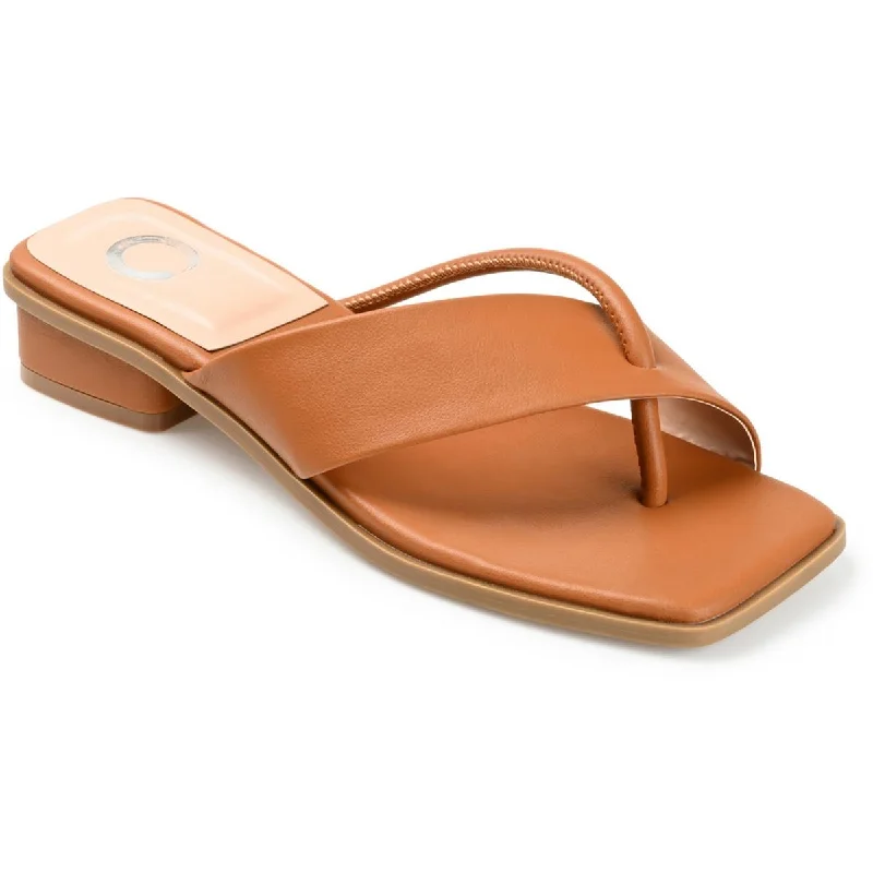 Fashionable sandals for women with fringe details and cushioned footbed for all-day wear-Journee Collection Womens Faux Leather Thong Sandals