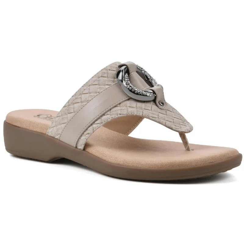 Comfortable sandals for men with leather straps and soft insoles for relaxed wear-Cliffs by White Mountain Womens Benedict Faux Leather Thong Sandals