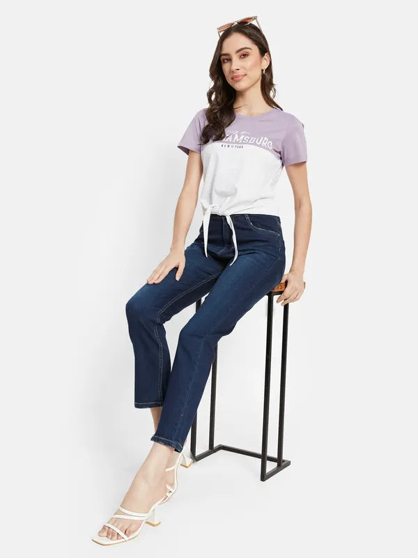 Wrap Skirt Jeans for Versatile -Denim jeans with drawstring waist-Denim Straight Fit Jeans