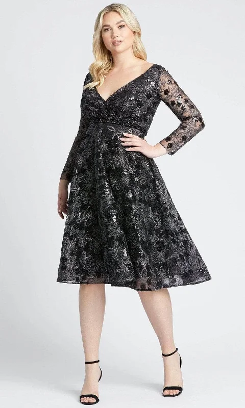 Plus size dresses for autumn days feel cozy -Dress for summer evenings-Mac Duggal - 67541 Floral A-Line Dress