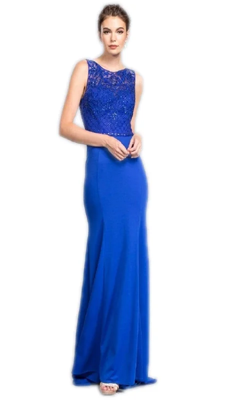 Plus size dresses with bold cuts make statements -Dress for red carpet-Aspeed Design - Embellished Illusion Jewel Prom Sheath Dress