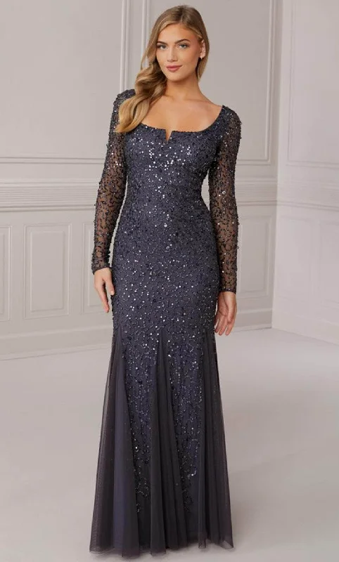 Plus size dresses for office chic stay crisp -Dress for girls-Adrianna Papell Platinum 40420 - Sequined Long Gown